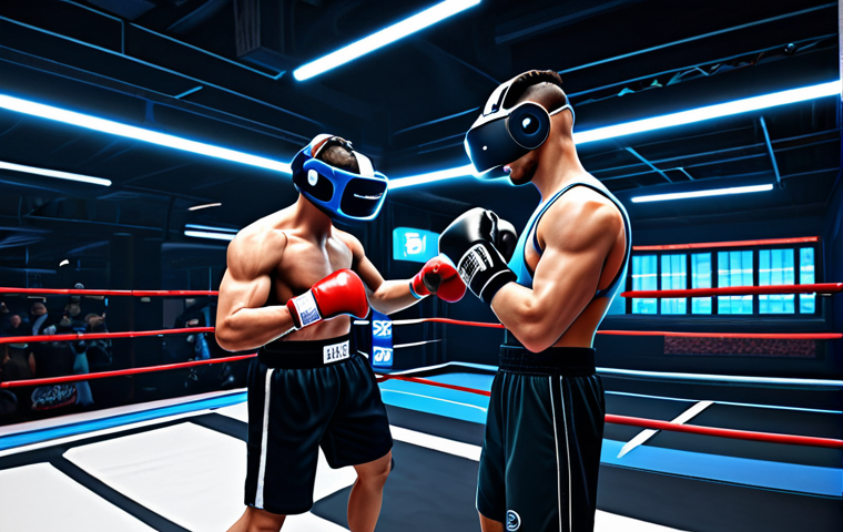 Immersive VR Boxing Training**
"A fully clothed athlete wearing a VR headset, boxing gloves, and motion tracking sensors, actively engaged in a virtual reality boxing match. The background shows a stylized, futuristic boxing ring with holographic elements. Safe for work, appropriate content, fully clothed, professional, perfect anatomy, correct proportions, well-formed hands, high-quality rendering, family-friendly."
**