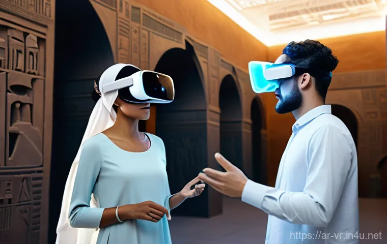 가상현실 제품 리뷰 - **Prompt:** A young Arab man, wearing a contemporary, high-tech virtual reality headset, stands in a... 가상현실 제품 리뷰 - **Prompt:** A young Arab man, wearing a contemporary, high-tech virtual reality headset, stands in a...